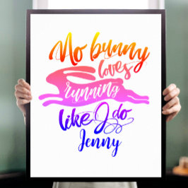 Kärlek Springa Motivation Regbow Bunny Typography Poster