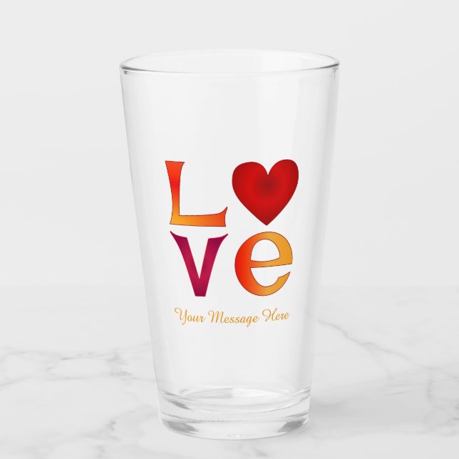 KÄRLEK Square Lettering Ombre Red & Gult Glaskopp (Framsida)