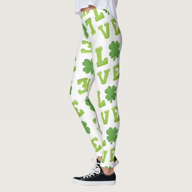 Kärlek St patrick's day Klöver Leggings (Vänster)