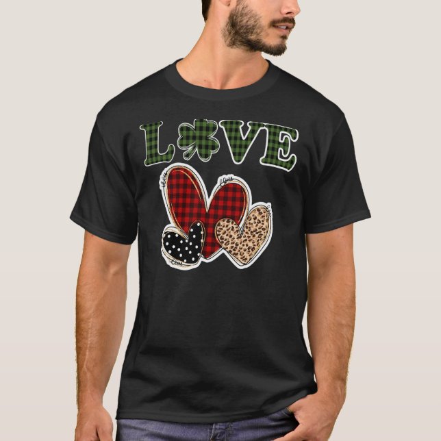 Kärlek St patricks day Leopard Lucky Shamrock Red  T Shirt (Framsida)