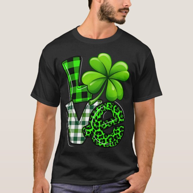Kärlek St patricks day Matching Family Shamrock Gr T Shirt (Framsida)