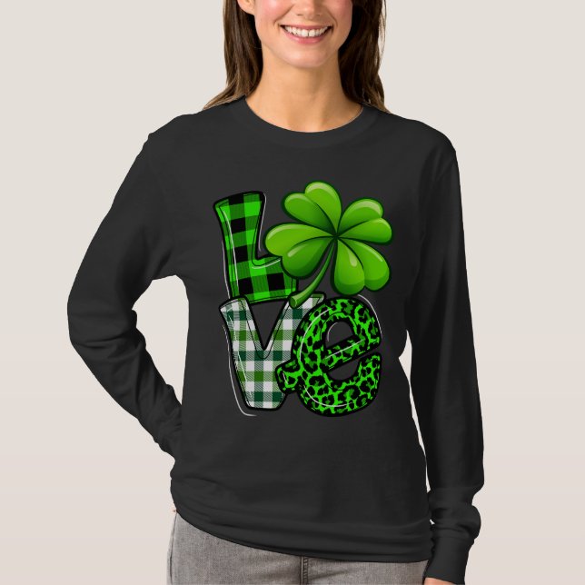 Kärlek St patricks day Matching Family Shamrock Gr T Shirt (Framsida)
