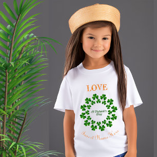 Kärlek St Patrick's Day Shamrock Cirkel Personlig T Shirt