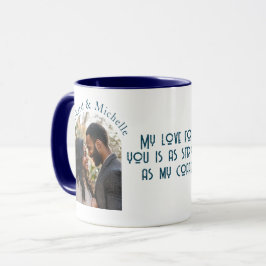 Kärlek stark som kaffe Jag anpassar foto Blå Mugg