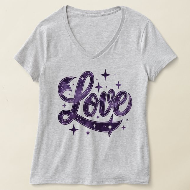 Kärlek Starry Lila Kvinnor T Shirt (Laydown)