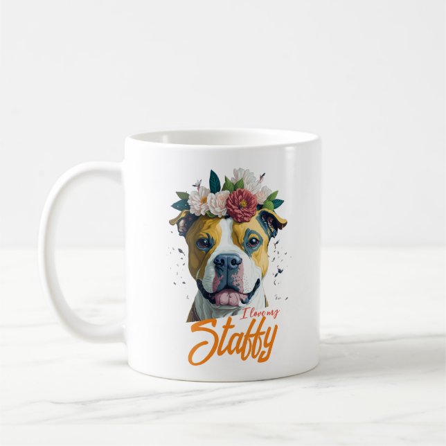 Kärlek Stbudsdshire Bull Terrier - I Kärlek My Sta Kaffemugg (Vänster)