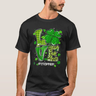 Kärlek Stepmamma Grönt Play Leopard St patrick's d T Shirt