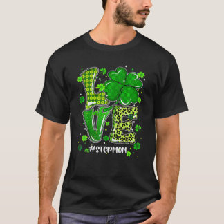 Kärlek Stepmamma Grönt Play Leopard St patrick's d T Shirt