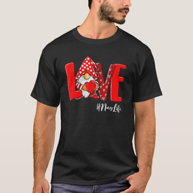 KÄRLEK Stethoscope Nurse Life Alla hjärtans dag 20 T Shirt (Framsida)