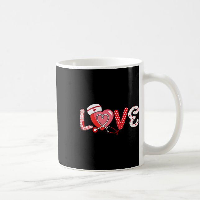 Kärlek Stethoscope Nurse Life Valentine Day Nurse Kaffemugg (Höger)