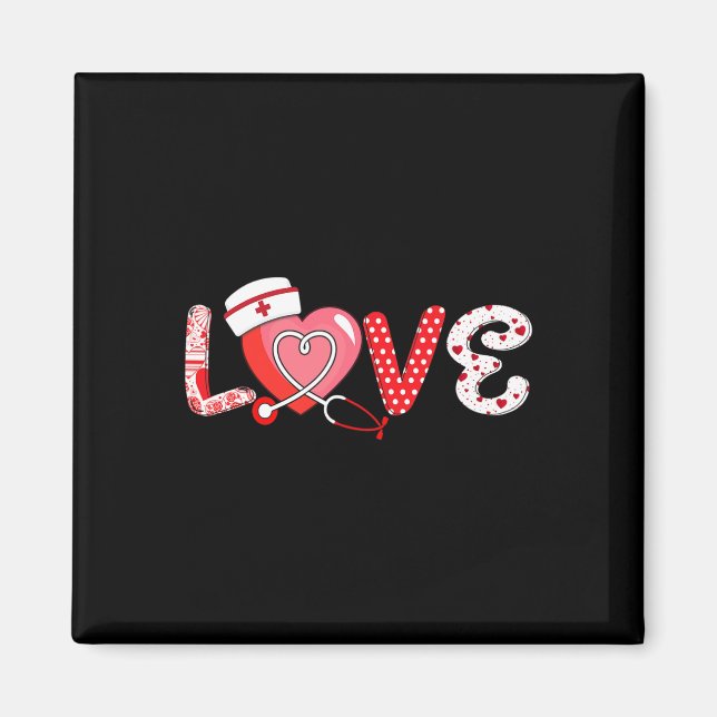 Kärlek Stethoscope Nurse Life Valentine Day Nurse Magnet (Framsidan)