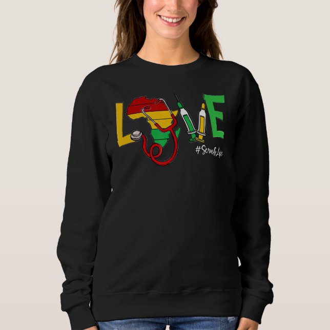 Kärlek Stethoscope SCrub Life Black History Månad  T Shirt (Framsida)
