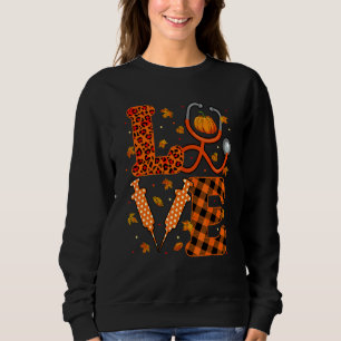 Kärlek Stetoskop Höst Autumn Pumpa Leopard Rutig T Shirt