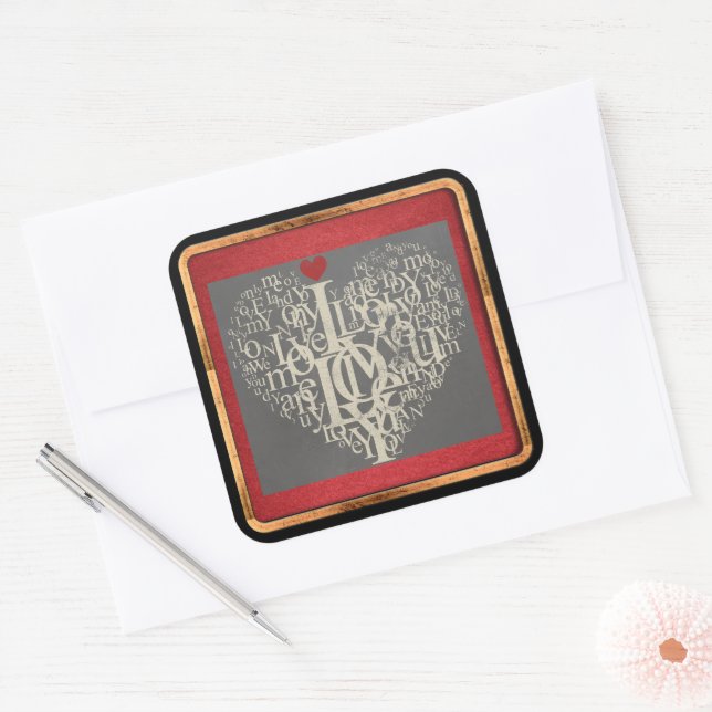 Kärlek Sticker Fyrkantigt Klistermärke (Kuvert)