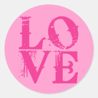 KÄRLEK Sticker i Pinks Runt Klistermärke