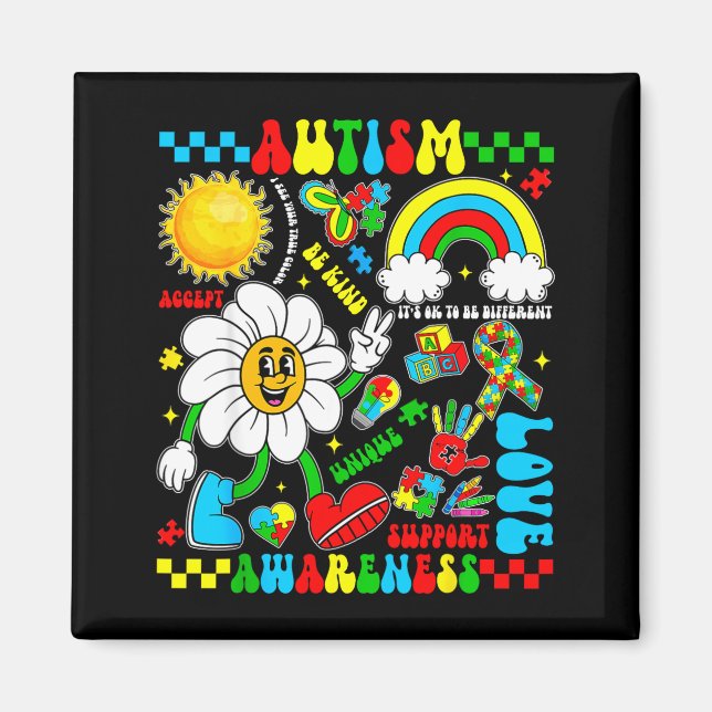 Kärlek stöd acceptera autistisk autism medvetenhet magnet (Framsidan)