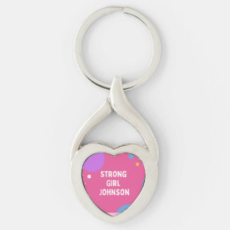 Kärlek- Stong Girl Johnson Pin Twisted Heart Silverfärgad Nyckelring