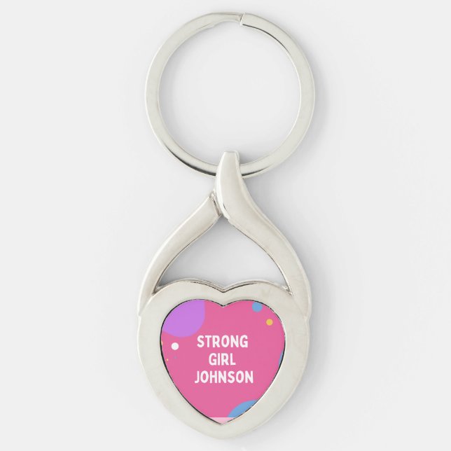 Kärlek- Stong Girl Johnson Pin Twisted Heart Silverfärgad Nyckelring (Framsidan)
