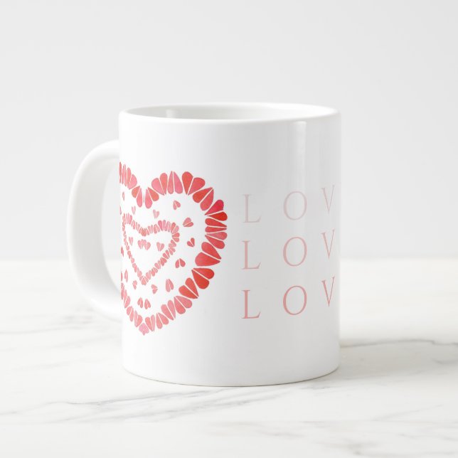 KÄRLEK Stor Vit Mugg Jumbo Mugg (Framsida vänster)