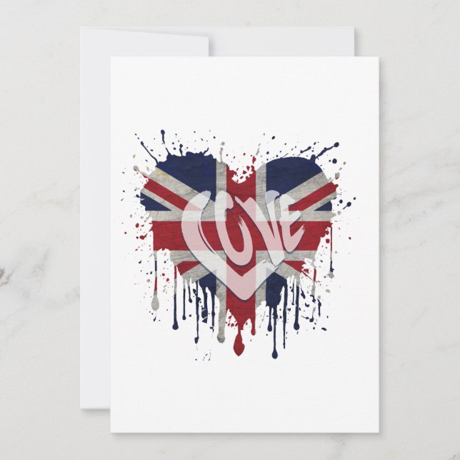 Kärlek Storbritannien Flagga Inbjudningar (Framsida)