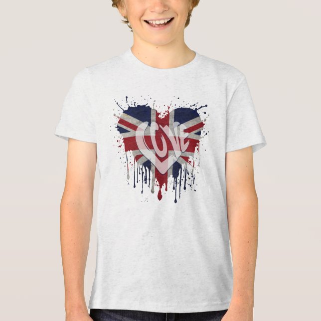 Kärlek Storbritannien Flagga T Shirt (Framsida)
