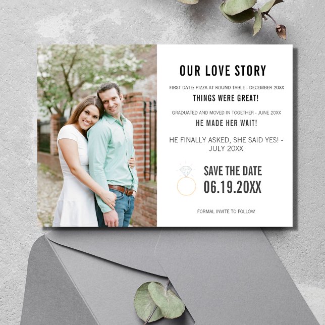 Kärlek Story Photo Bröllop Spara Datumet (Love Story Photo Wedding Save The Date)
