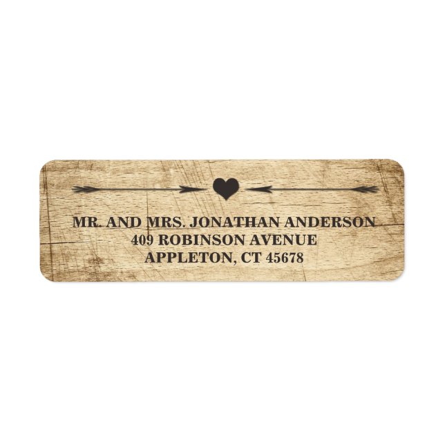 Kärlek Story Typography Vintage Barn Wood Label Returadress Etikett (Framsidan)