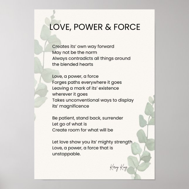 Kärlek, ström, tvångsepoetry för Dikt Poster (Framsidan)