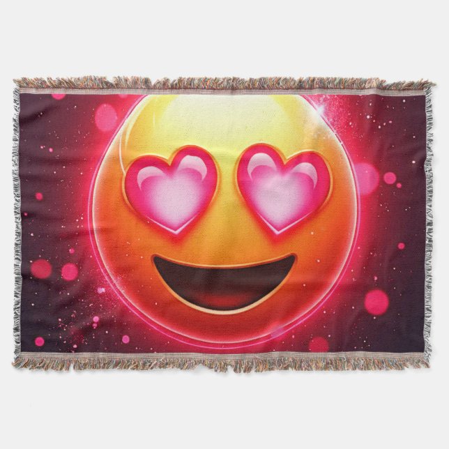 Kärlek Struck Emoji Hearts Glow Filt (Framsidan)