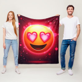 Kärlek Struck Emoji Hearts Glow Fleecefilt
