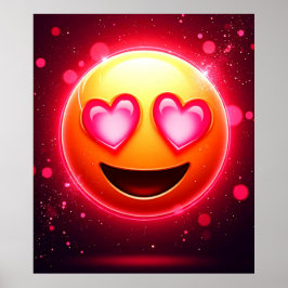 Kärlek Struck Emoji Hearts Glow Poster