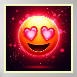 Kärlek Struck Emoji Hearts Glow Poster
