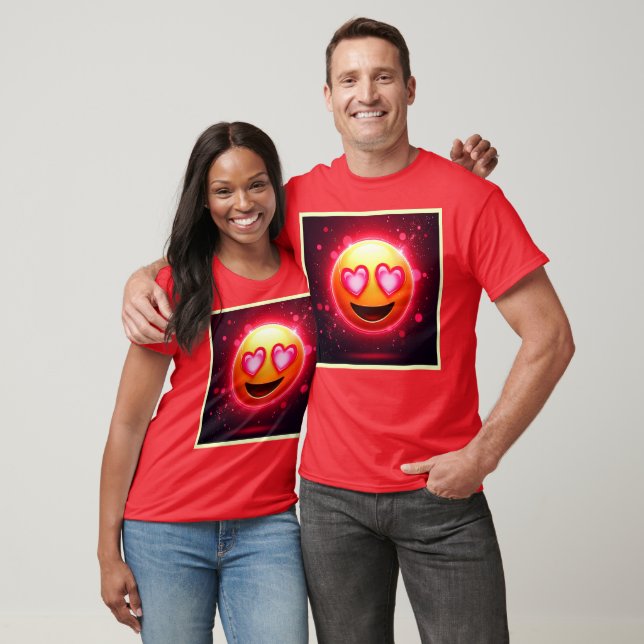 Kärlek Struck Emoji Hearts Glow T Shirt (Unisex)