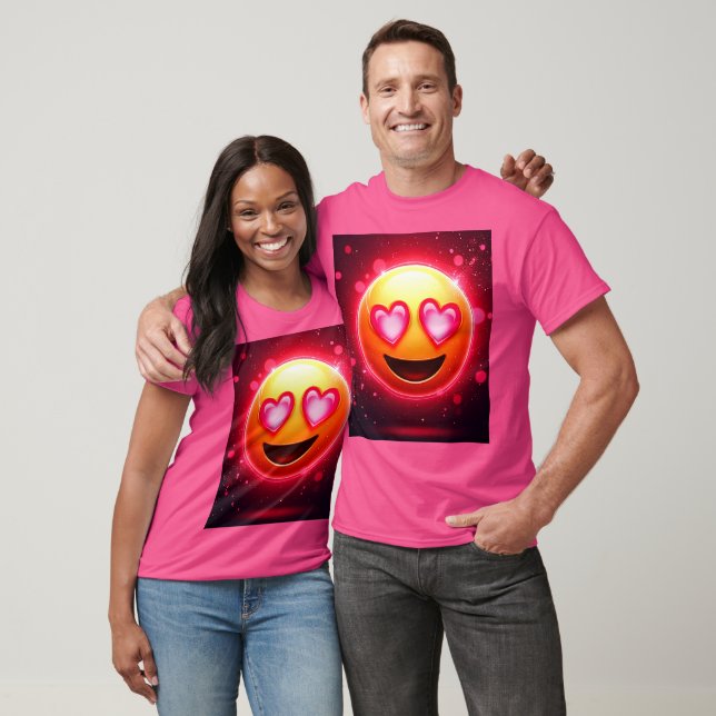 Kärlek Struck Emoji Hearts Glow T Shirt (Unisex)