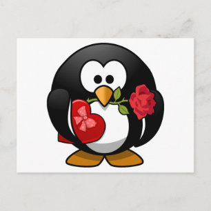 Kärlek Struck Penguin med Valentine-gåvor Helg Vykort