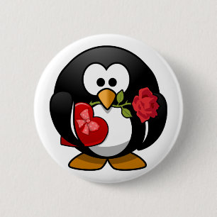Kärlek Struck Penguin med Valentine-gåvor Knapp