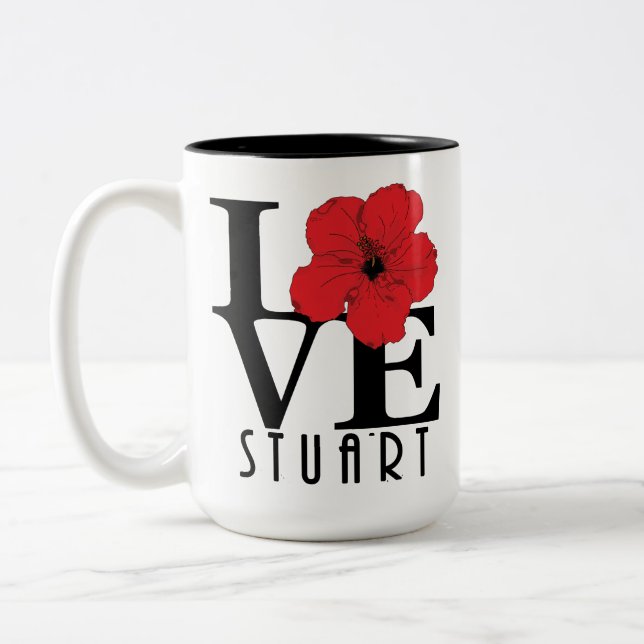 KÄRLEK Stuart Red Hibiscus 15oz Två-Tonad Mugg (Vänster)