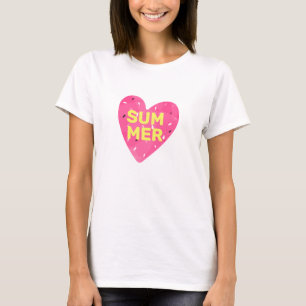 Kärlek Summer Watermelon Heart Rosa T Shirt