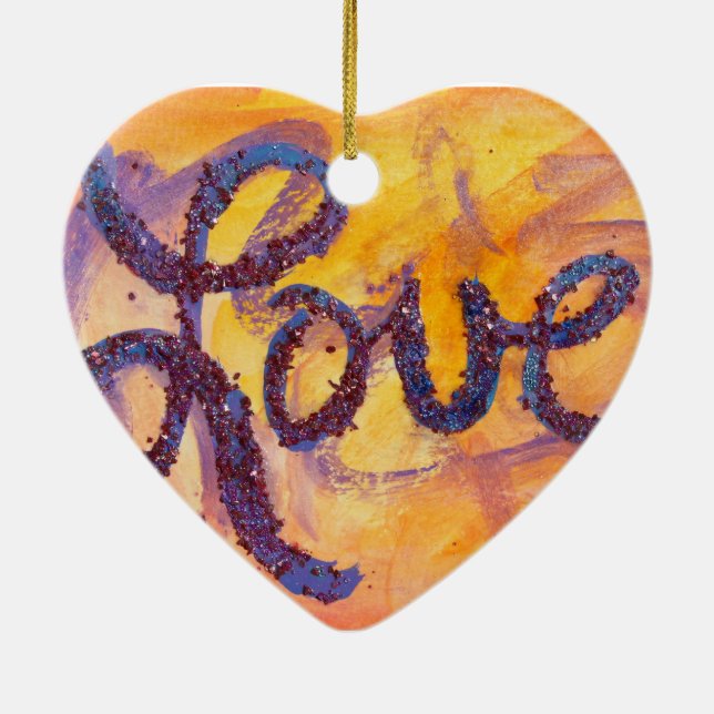 Kärlek Sunset Golden Glow Art Painting Ornament (Baksidan)