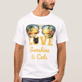 KÄRLEK Sunshine & Cats | Tropical Black Cat-sommar T Shirt