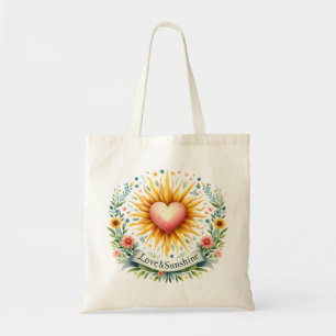 "Kärlek & Sunshine" Heart and Sol Tote Bag Tygkasse