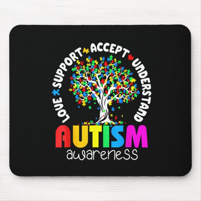 Kärlek Support accepterar insikten om autism Musmatta (Framsidan)
