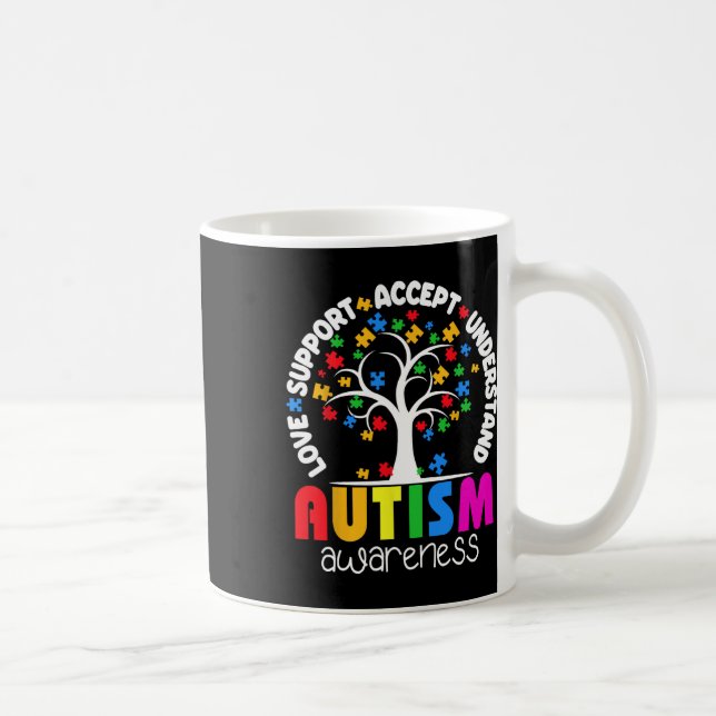 Kärlek Support accepterar Pussel Träd Autism Kaffemugg (Höger)