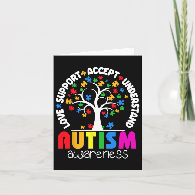 Kärlek Support accepterar Pussel Träd Autism Kort (Framsida)