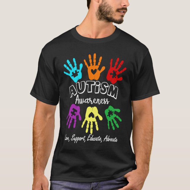 Kärlek Support Education Advocate Advocate Händer  T Shirt (Framsida)