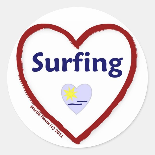 Kärlek Surfing Runt Klistermärke (Framsida)
