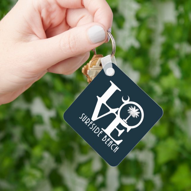 KÄRLEK Surfside Beach SC House Flagga Nyckelring (Hand)
