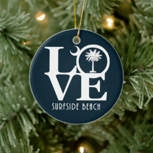 KÄRLEK Surfside Beach SC Julgransprydnad Keramik