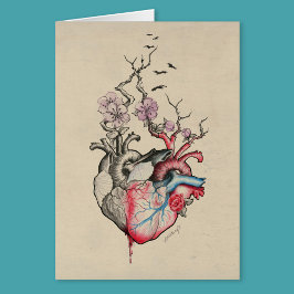 Kärlek Surreal Anatomiskt Vintage Flowers-kort Hälsningskort