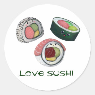 Kärlek Sushi Runt Klistermärke